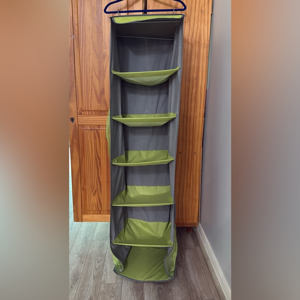 Stylish Green and Gray Hanging Closet Organizer